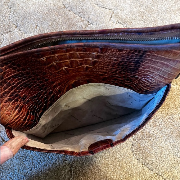 Brahmin Croc-Embossed Leather Crossbody - Brown - Picture 3 of 7